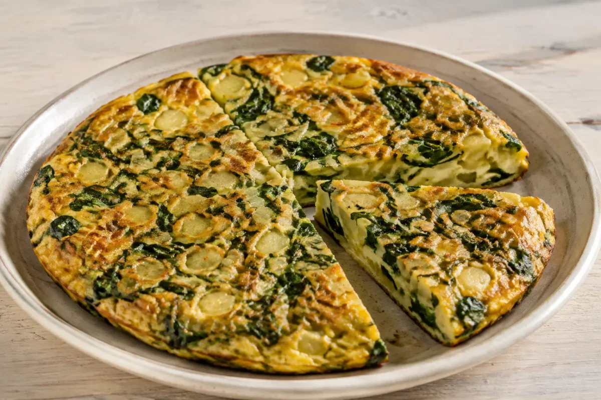 Kartoffelæggekage med spinat